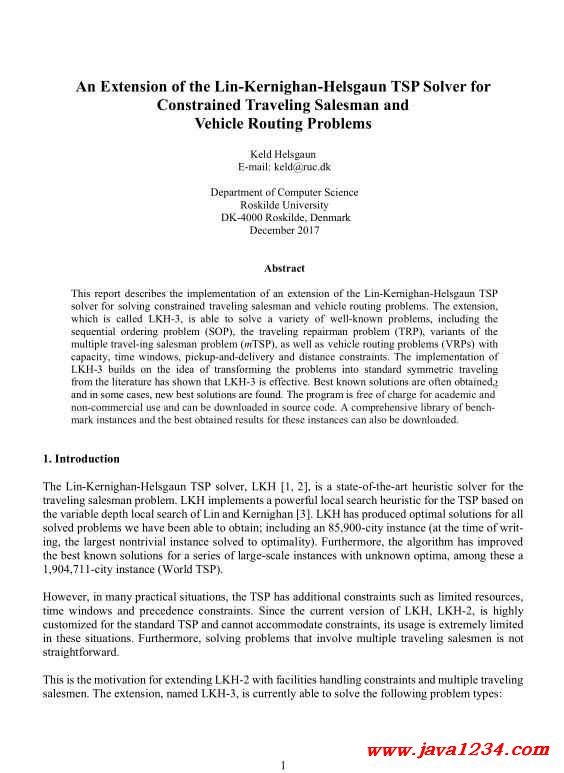 關(guān)于TSP問題的第三代LKH算法 PDF 下載 圖1